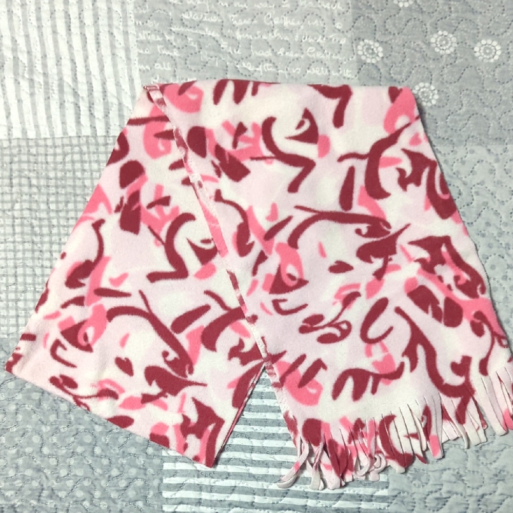 Ardene Pink and Dark Red Wine Color Abstract Scarf